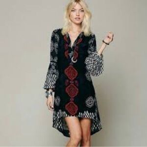 Free People Peacemake boho high low tunic dress size small.
